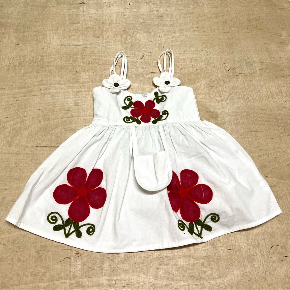 Cotton Dress Toddler White Floral Size S